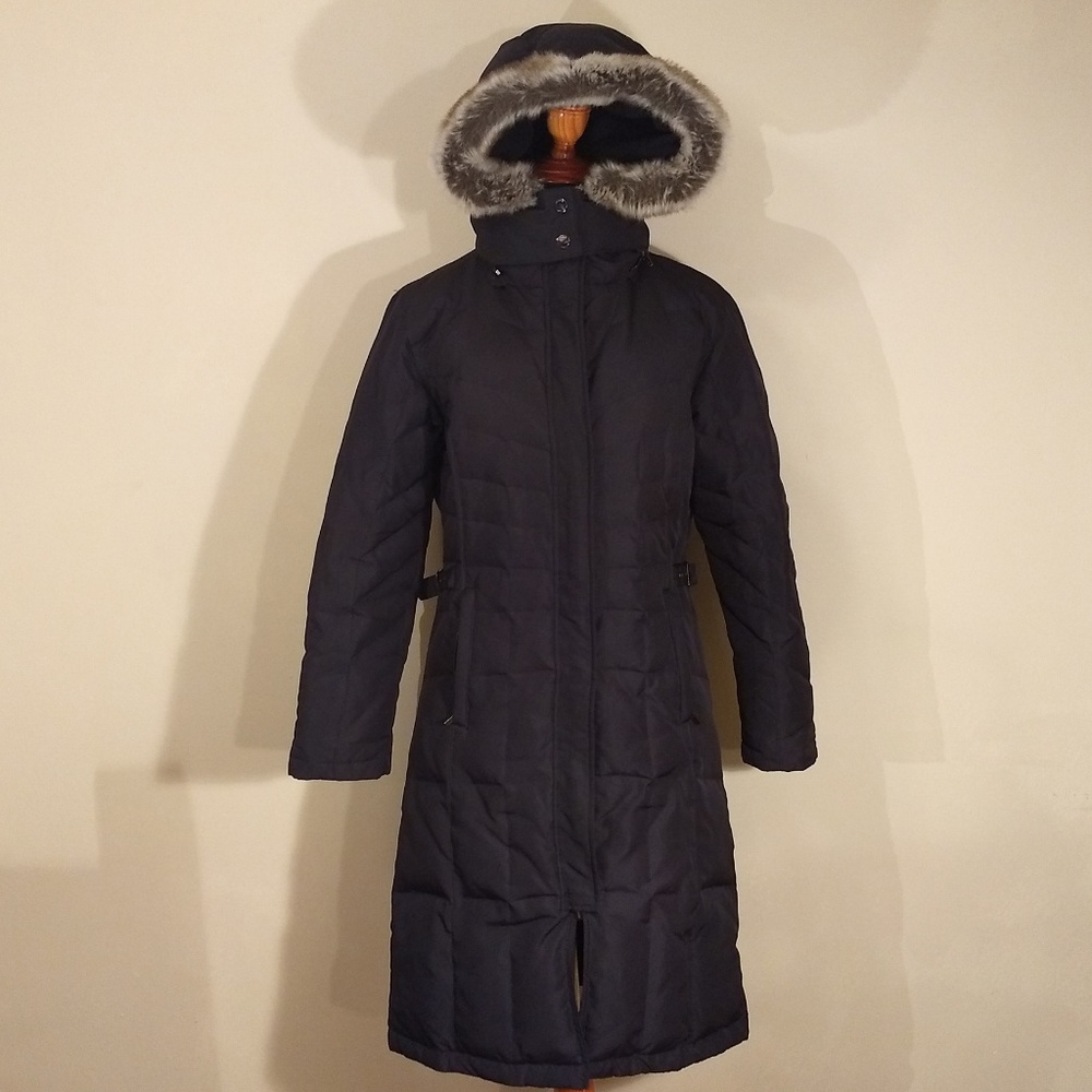 Black Quilted Hooded Down/Feather Puffer Coat